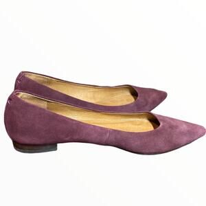 Frye Sienna Ballet Flats Cowhide Suede Slip On Pointed Toe Maroon 9